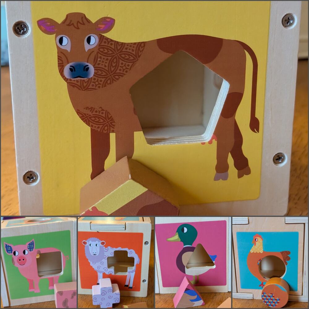 Brybelly Busy Barnyard Wooden Shape Sorter